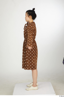 Aera brown dots dress casual dressed standing white oxford shoes…